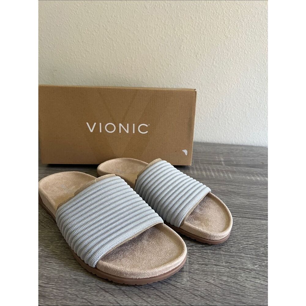 New Vionic Evie Knit Slide Sandals Women’s 8M  Orthotic Comfort Support